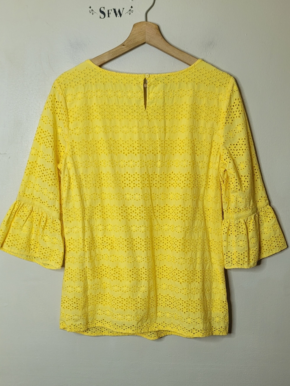 Talbots Eyelet Flounce Sleeve Top In Yellow - Picture 7 of 11